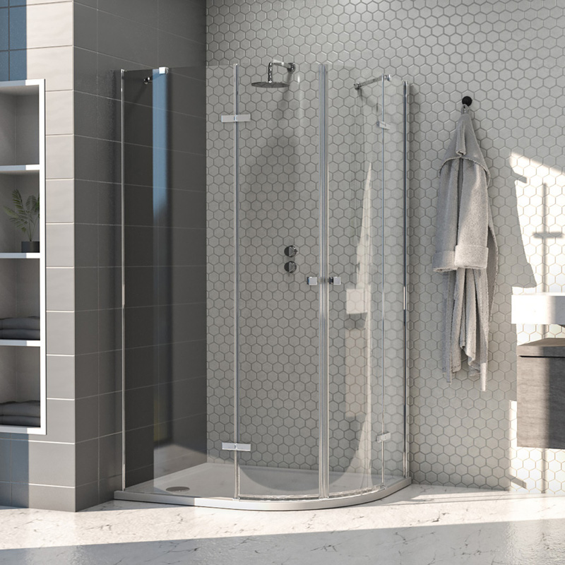 Aqualux Frameless 8mm Offset Quadrant Shower Enclosure 1200x800mm