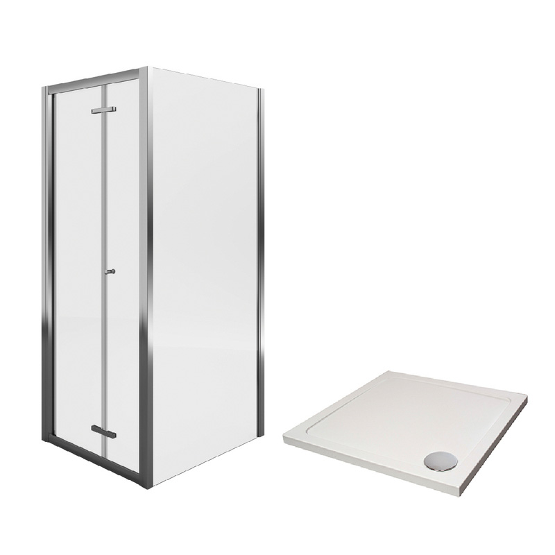 Aqualux Framed 8mm BiFold Door & Side Panel Shower Enclosure with Tray