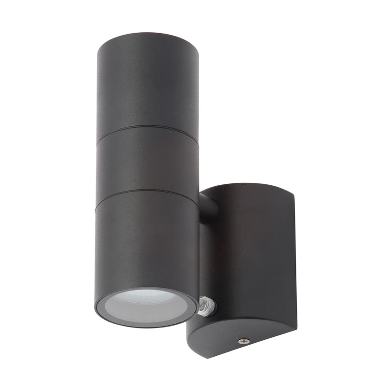 Leto Black Stainless Steel Up and Down Photocell Wall Light IP44