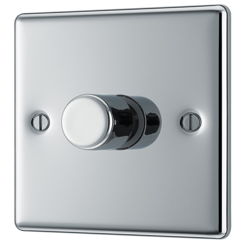 Bg Polished Chrome Dimmer Switch 1 Gang 400w Toolstation