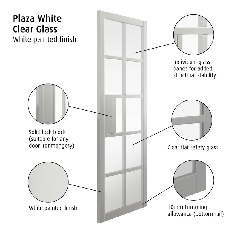 Plaza White Clear Glass Internal Door