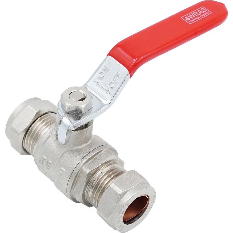 Trade In Post Red Blue Lever Action Ball Valve 22mm Full Bore Compression Water Isolation