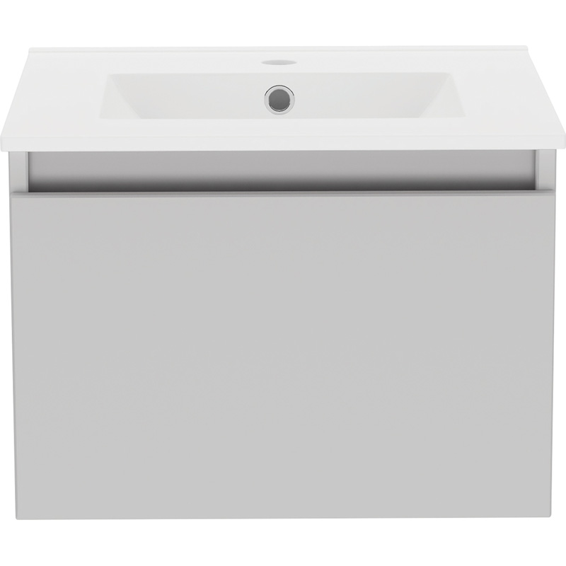 Atlanta Single Drawer Wall Hung Basin Unit With Basin Pearl Grey