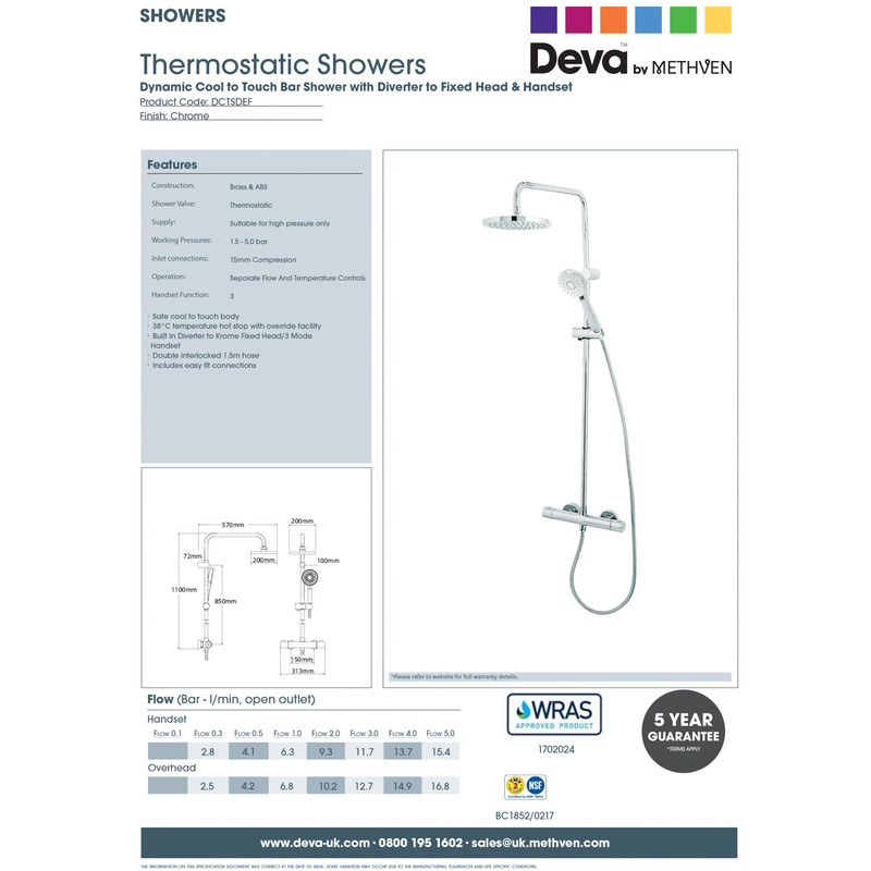 Deva Dynamic Cool Touch Bar Shower