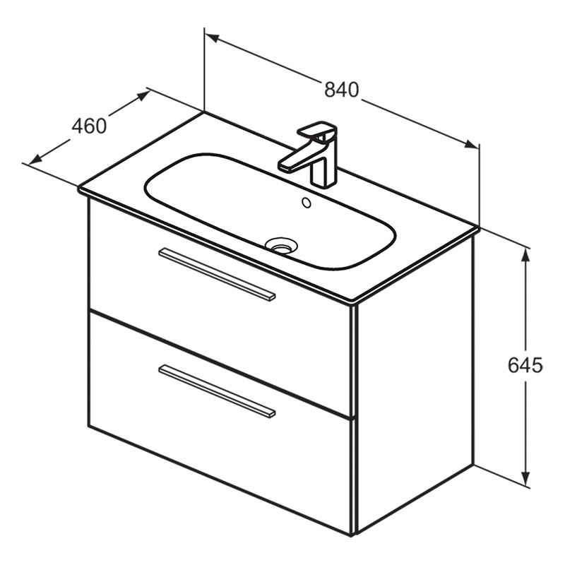 Ideal Standard i.life A Double Drawer Wall Hung Unit with Basin Matt Quartz Grey