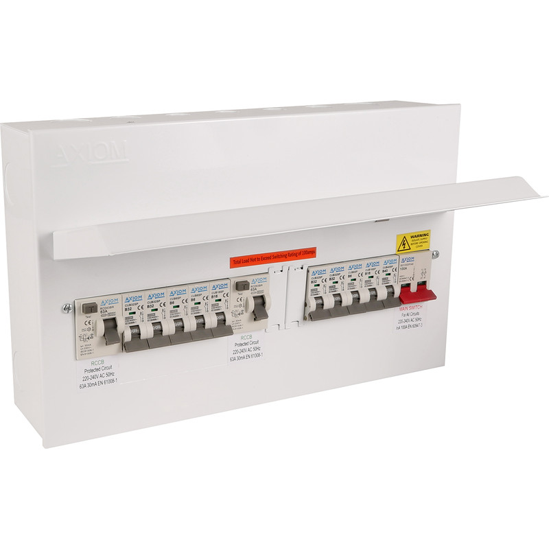 METAL CLAD garage consumer unit 4 way with 63amp 30ma rcd plus 4 mcb,s