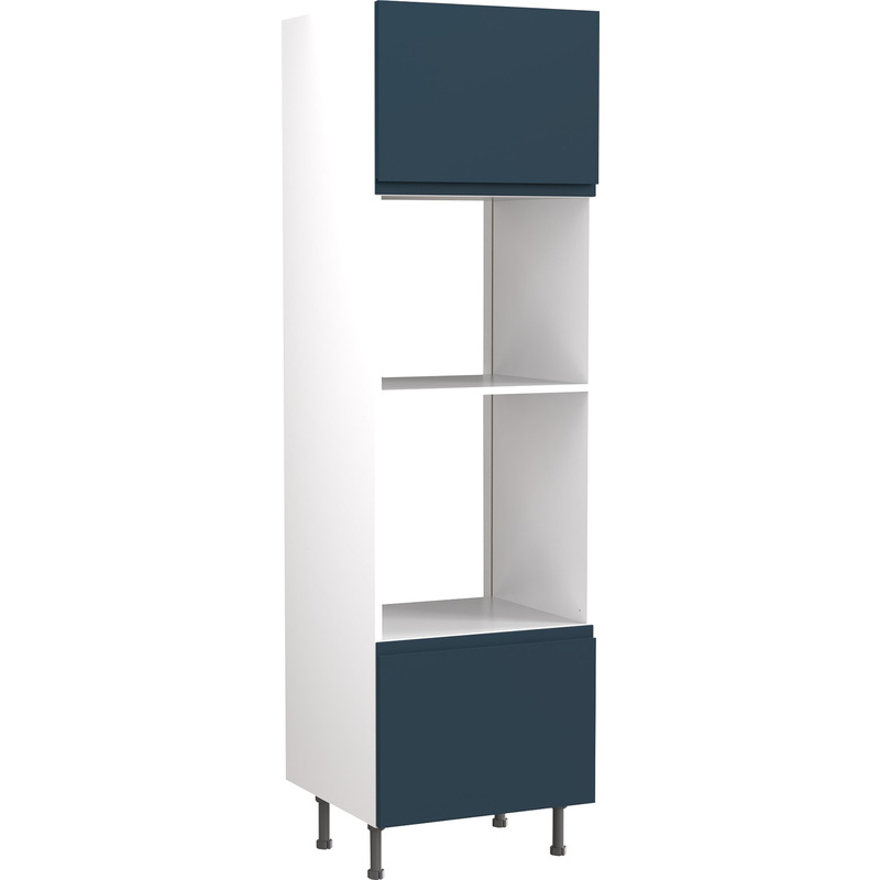 Kitchen Kit Flatpack J-Pull Kitchen Cabinet Tall Oven & Microwave Unit Ultra Matt Indigo Blue