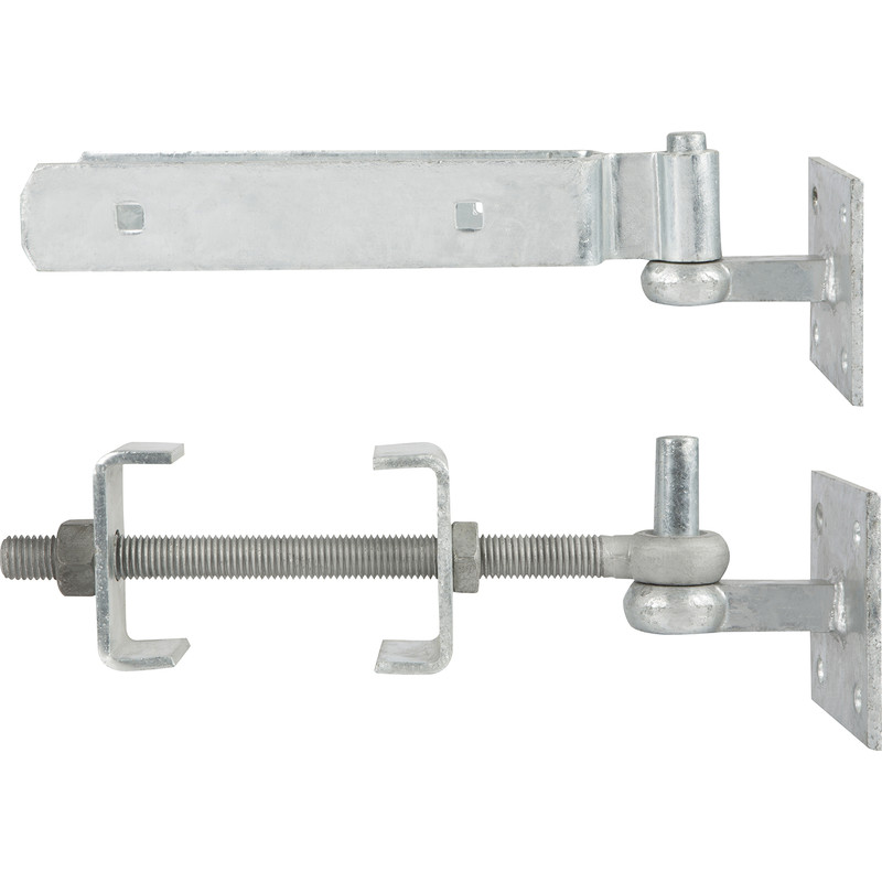 GateMate Field Gate Adjustable Double Strap Hinge Set with Hooks on Plate