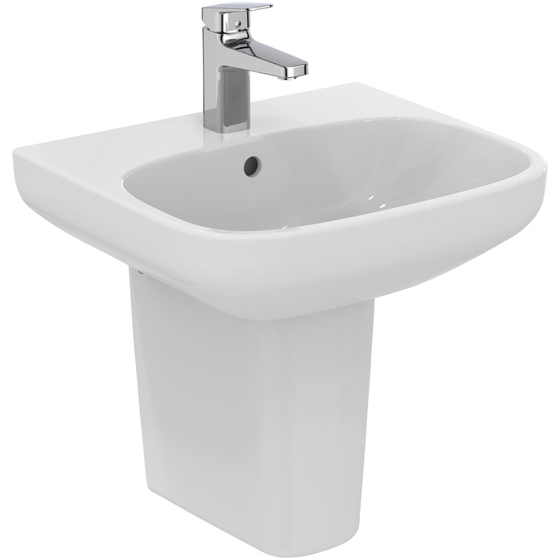 Ideal Standard I. Life Basin And Semi-Pedestal 55Cm 1 Tap Hole In White Ceramic