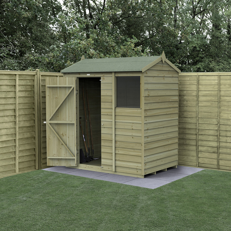 Forest Garden Overlap Pressure Treated Reverse Apex Shed 6' x 4'