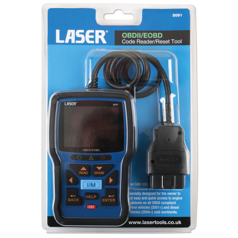Laser OBDII/EOBD Code Reader & Reset Tool