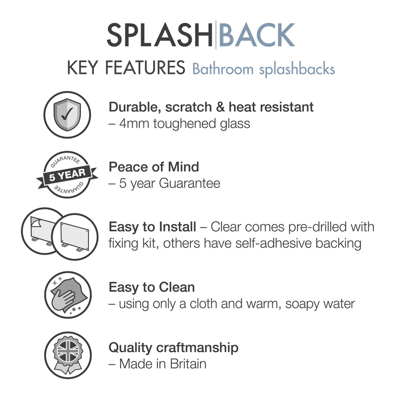 Splashback Ice White SelfAdhesive Glass Bathroom Splashback 600 x