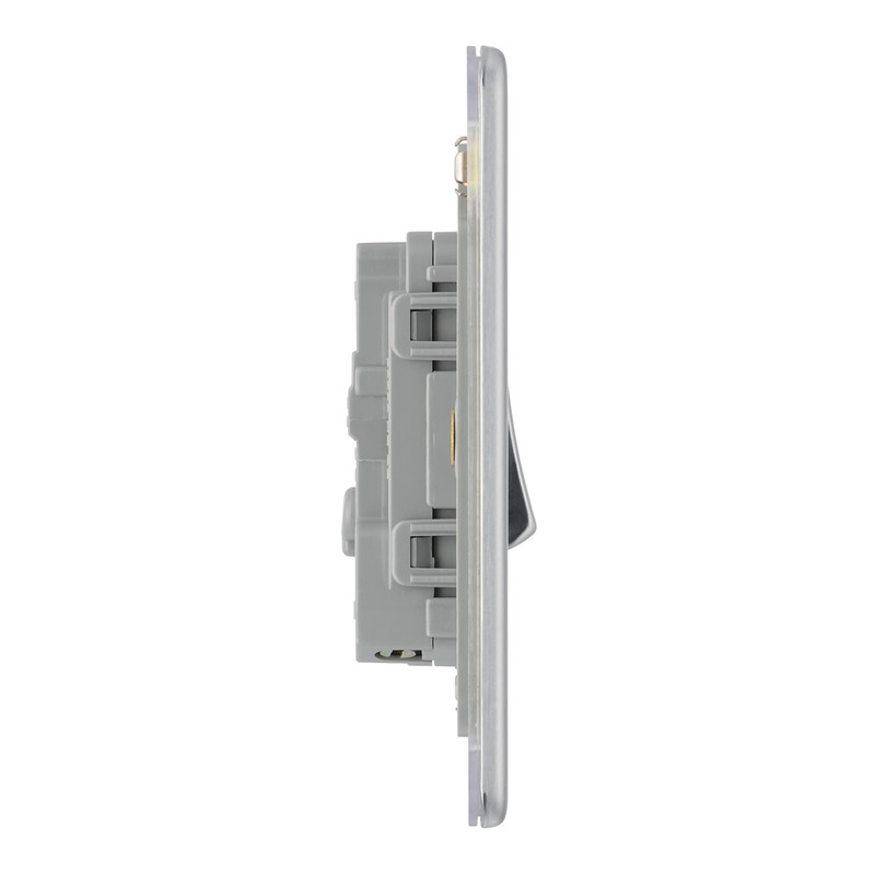 BG Screwless Flat Plate Brushed Stainless Steel 10AX Light Switch