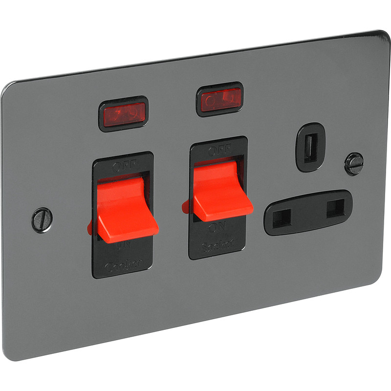 Flat Plate 45A DP Switch & 13A Switched Socket