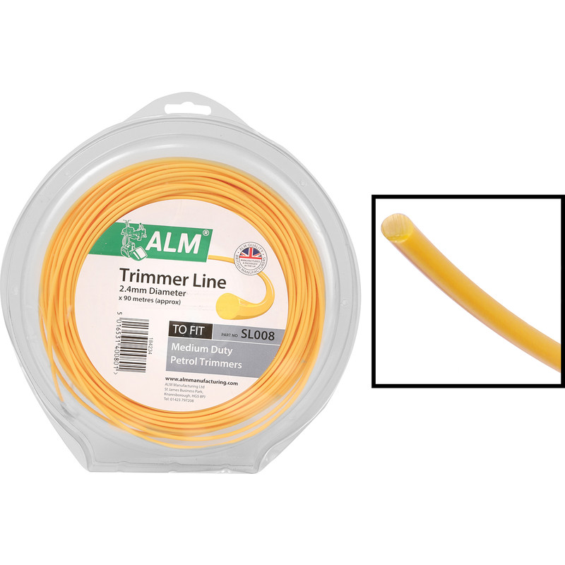 ALM 2.4mm x 90M Yellow Trimmer Strimmer Line Wire Cord Medium Duty Petrol SL008 