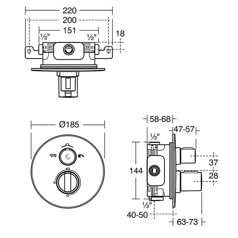 Ideal Standard Easybox Thermostatic Concealed Dual Outlet Shower Valve