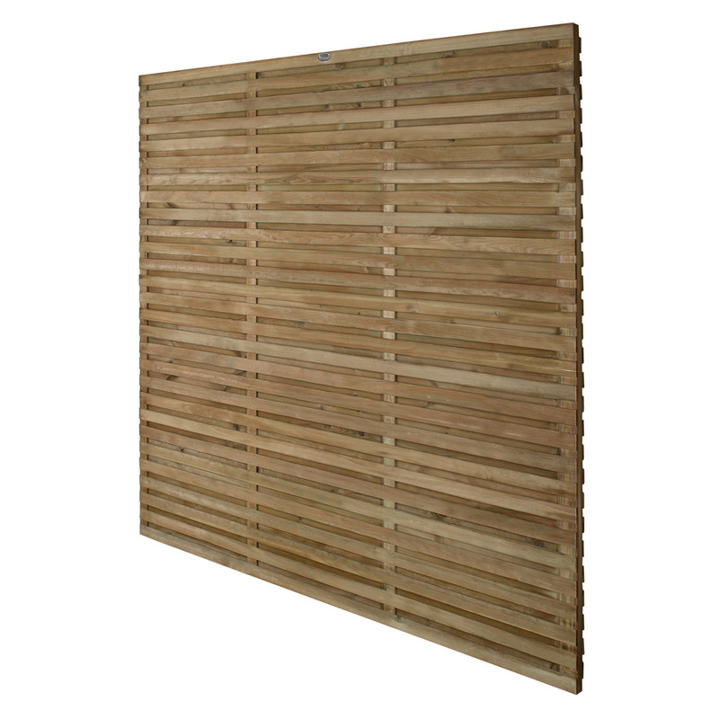 Forest Garden Pressure Treated Contemporary Double Slatted Fence Panel