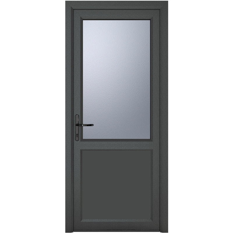 Crystal uPVC Obscure Glazing Single Door Half Glass Half Panel RH Open In