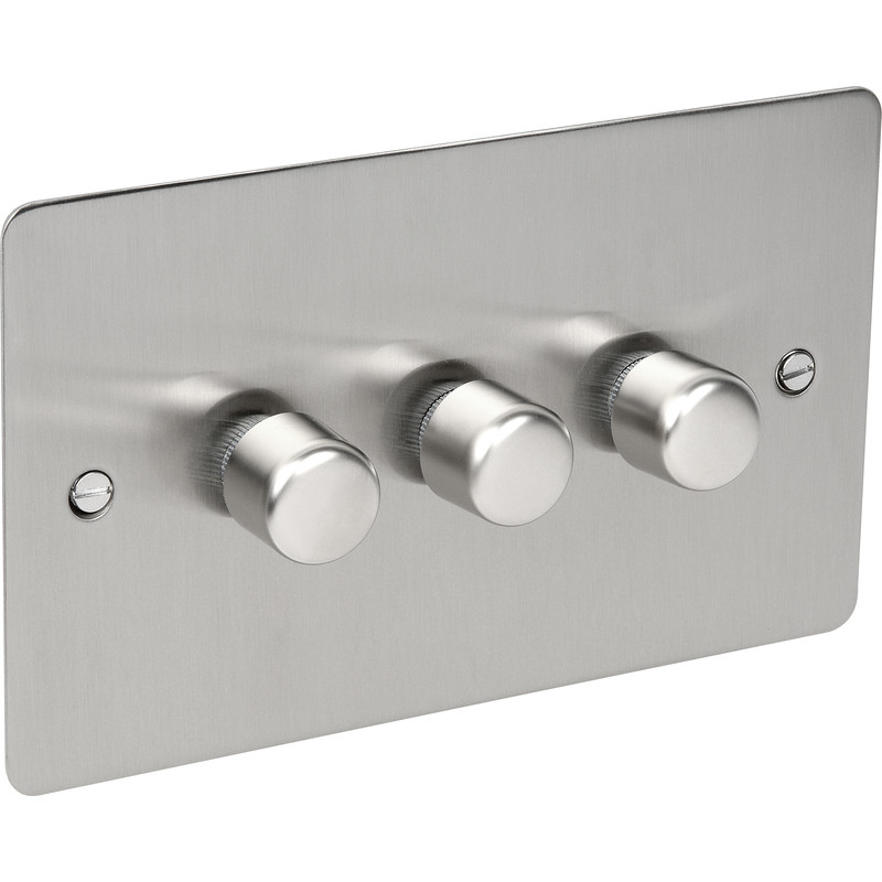 Flat Plate Satin Chrome Dimmer Switch