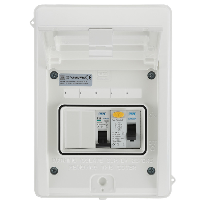 BG Metal Shower Consumer Unit IP65 2 Way Toolstation