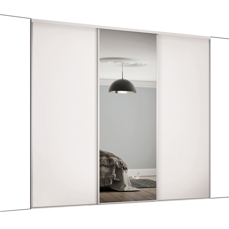 Spacepro Classic 3 Door Sliding Wardrobe Kit White And Mirror 1760 X ...