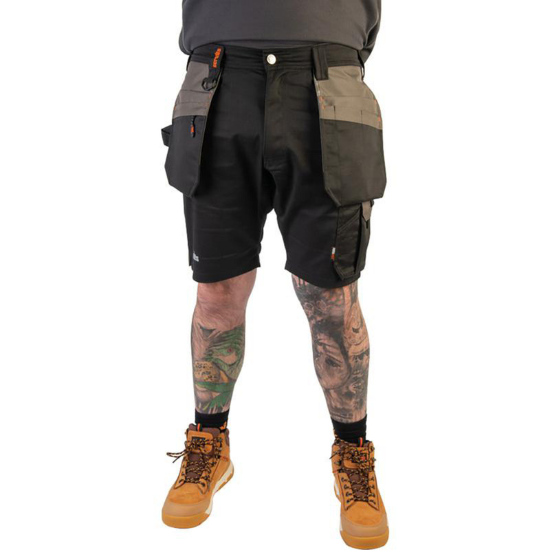 Scruffs Worker Plus Holster Pocket Shorts In Polyester/Cotton/Elastane Black 38"