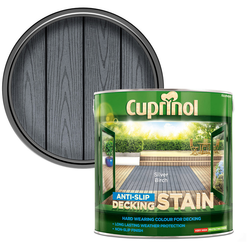 Cuprinol Anti-Slip Decking Stain 2.5L Silver Birch in Grey