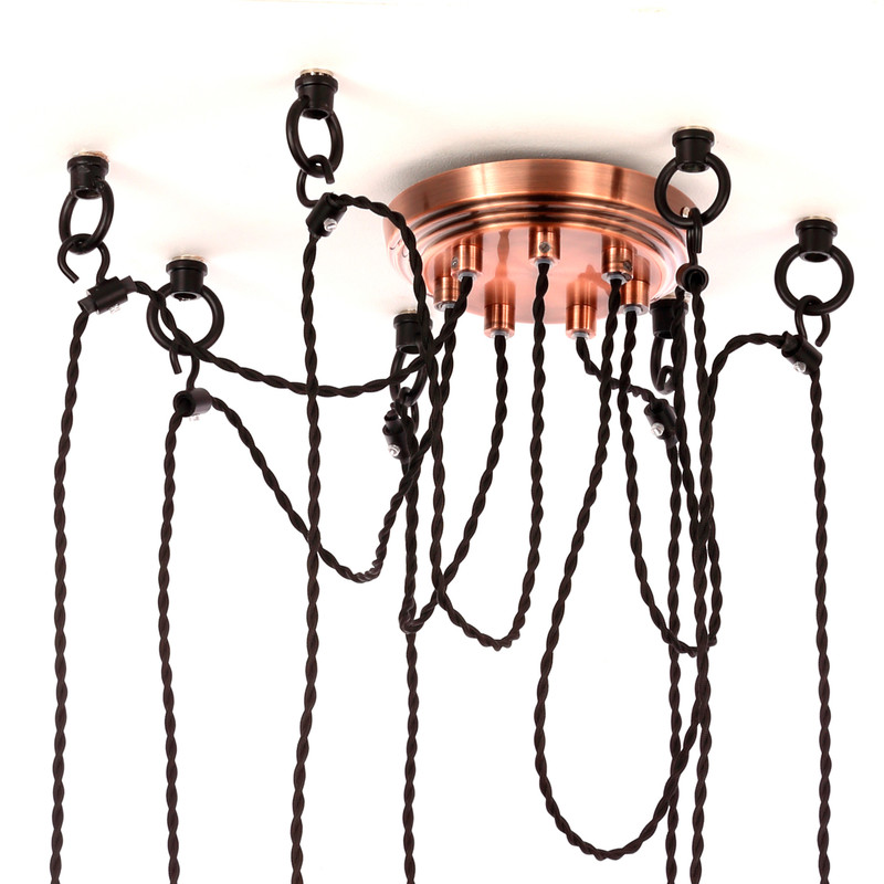 Vintage 7 Light Antique Copper Cable Set