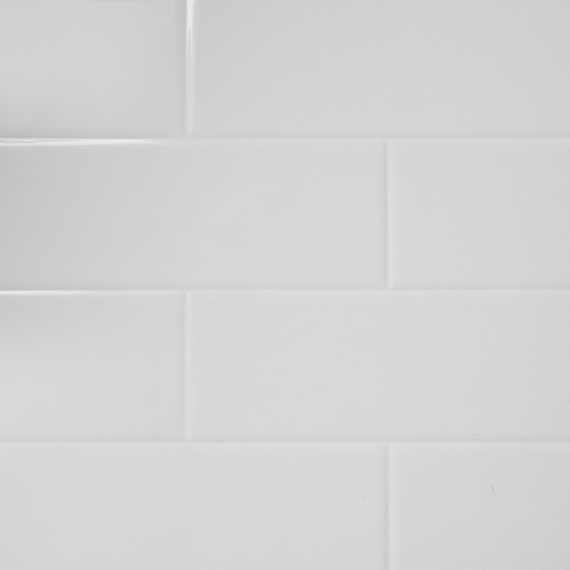 Mermaid Composite Metro Tile Horizontal Shower Wall Panel White 1220mm