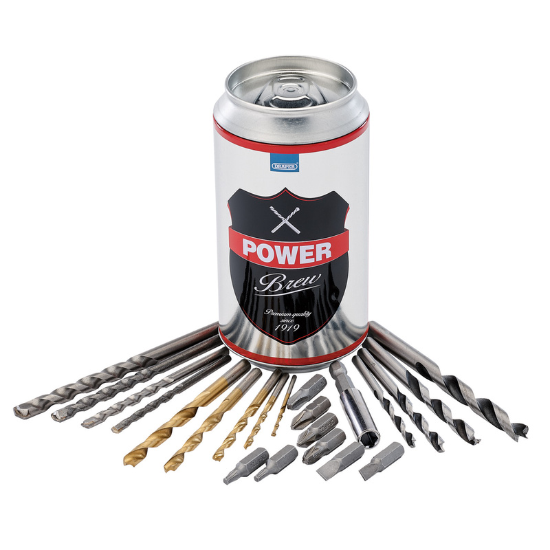 Draper Combi Screwdriver & Drill Bit Set Power Brew Can Toolstation