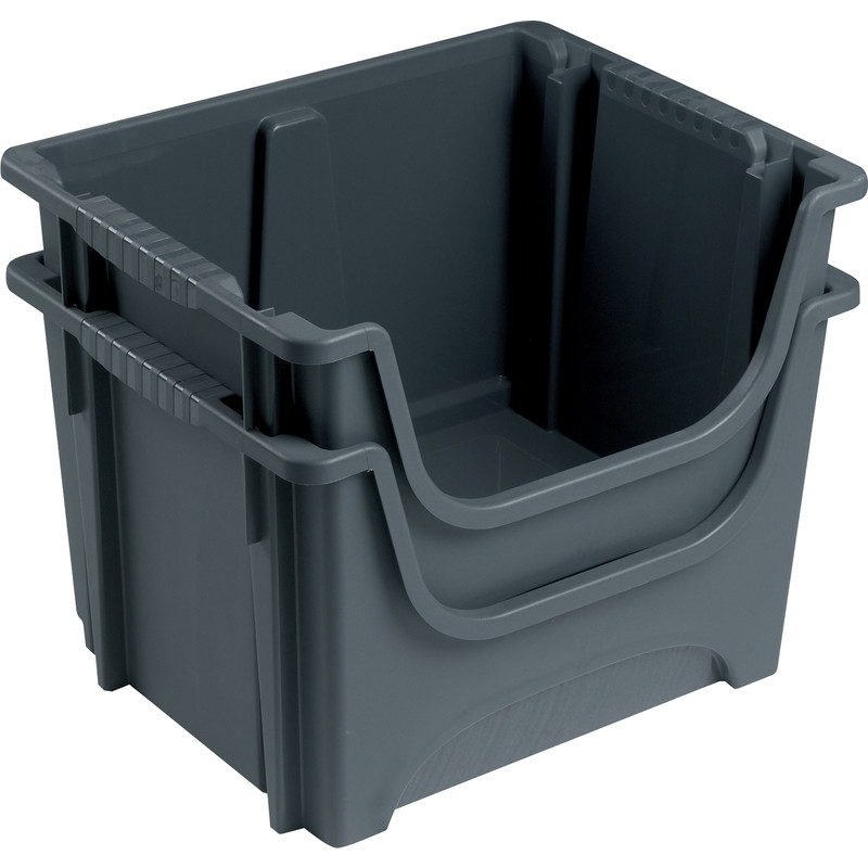 Space Saving 50L Container Grey 320 x 495 x 390mm Toolstation