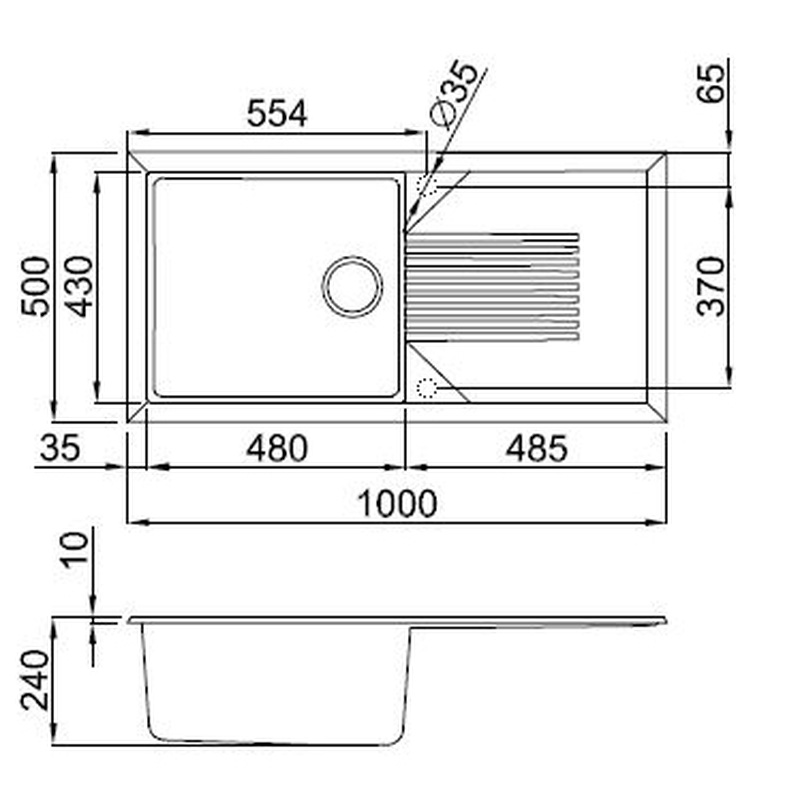 Reginox Tekno Reversible Composite Kitchen Sink & Drainer Single Bowl