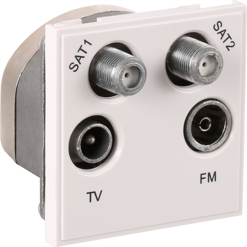 Euro Module TV/SAT Outlet Dual SAT/TV/FM White