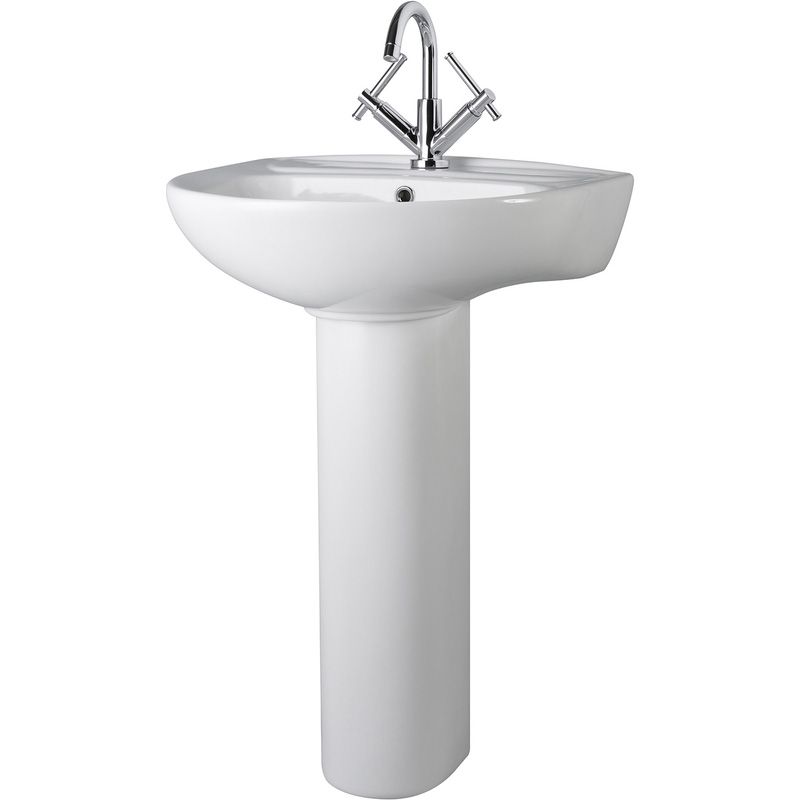 Nuie Melbourne Basin & Pedestal 550Mm 1 Tap Hole In Vitreous China White