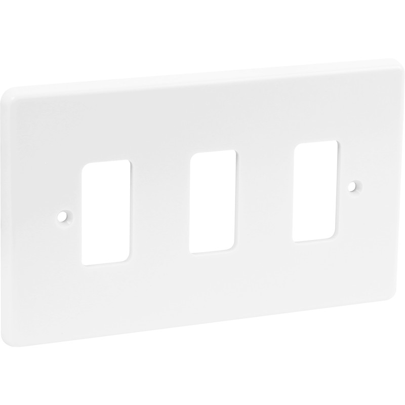 White Crabtree Rockergrid 3 gang Light Switch Plates Cover 