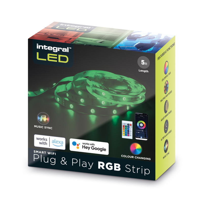 Integral LED IP20 5m Wifi RGB Flexible Strip Kit Plug and Play