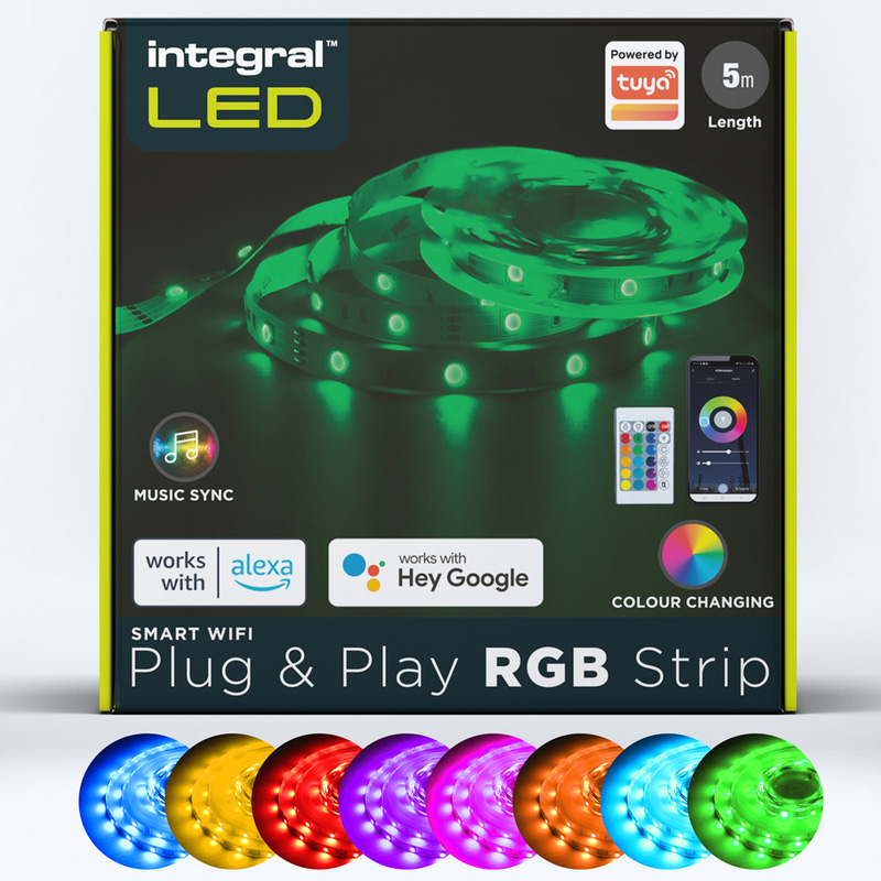 Integral LED IP20 5m Wifi RGB Flexible Strip Kit Plug and Play