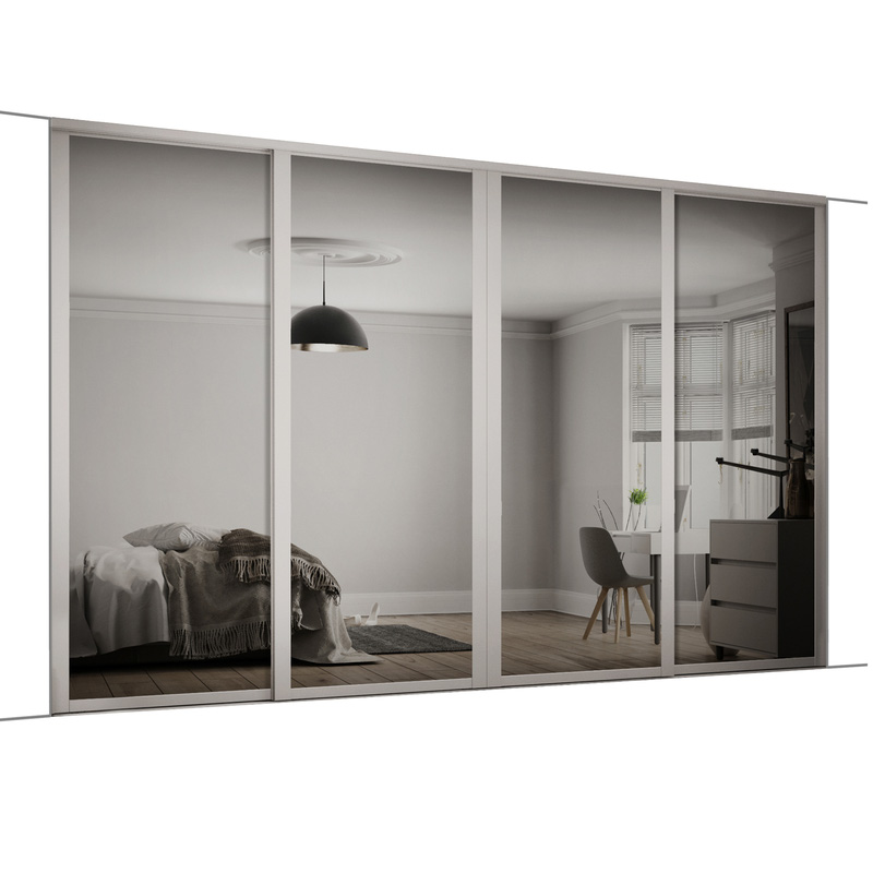 Spacepro Shaker 4 Door Sliding Wardrobe Kit Cashmere Framed Mirror 2290