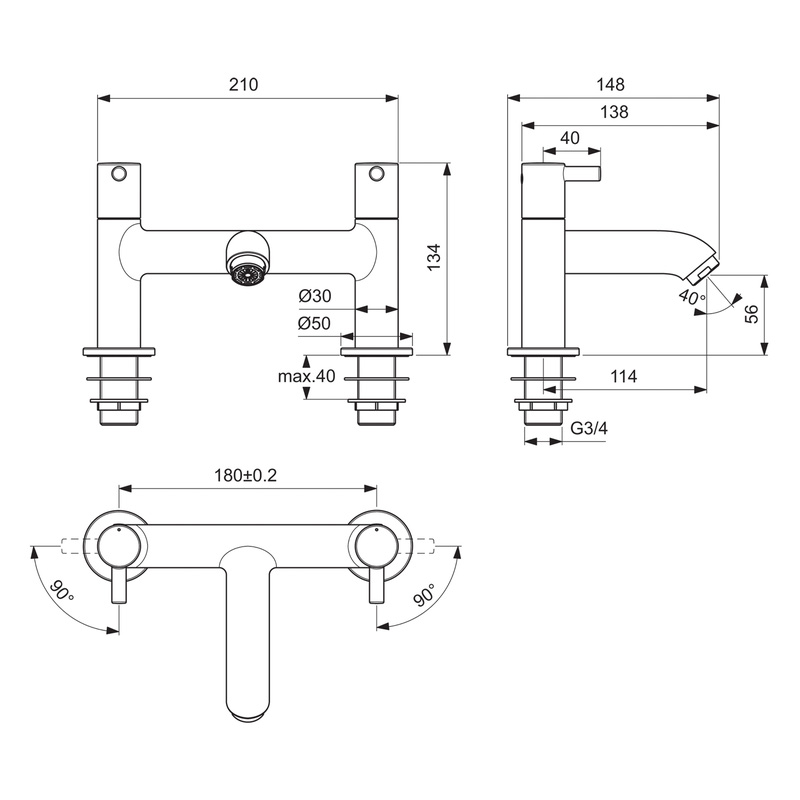 Ideal Standard Ceraline Taps Bath Filler | Toolstation