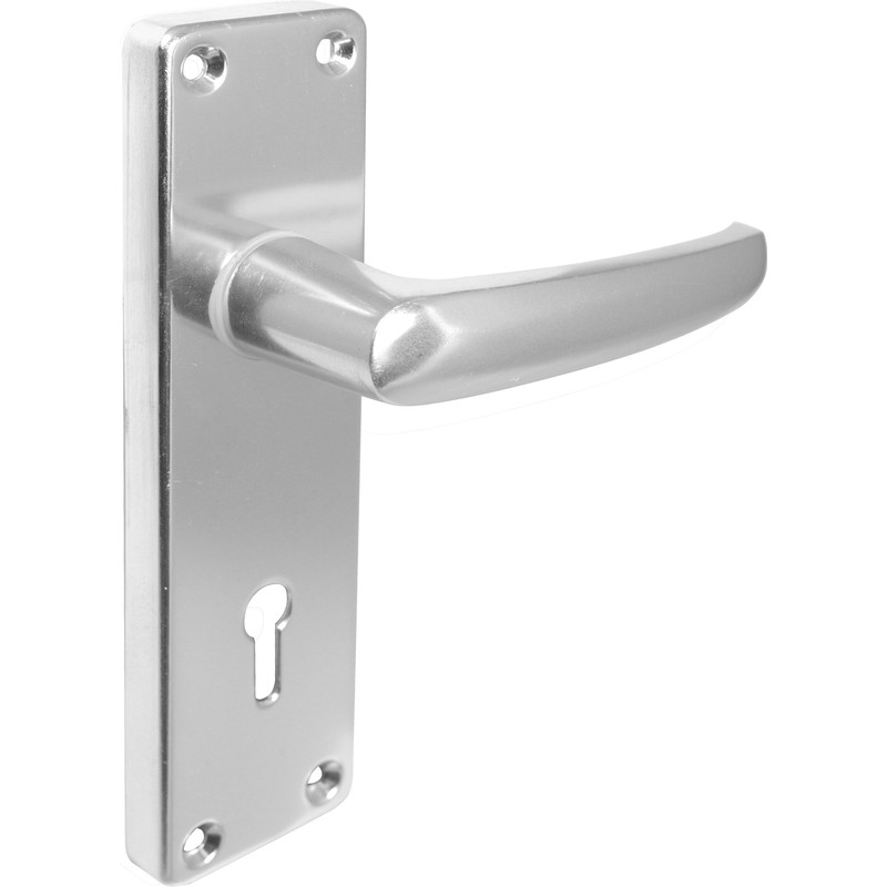 Contract Aluminium Door Handles Lock Polished Toolstation