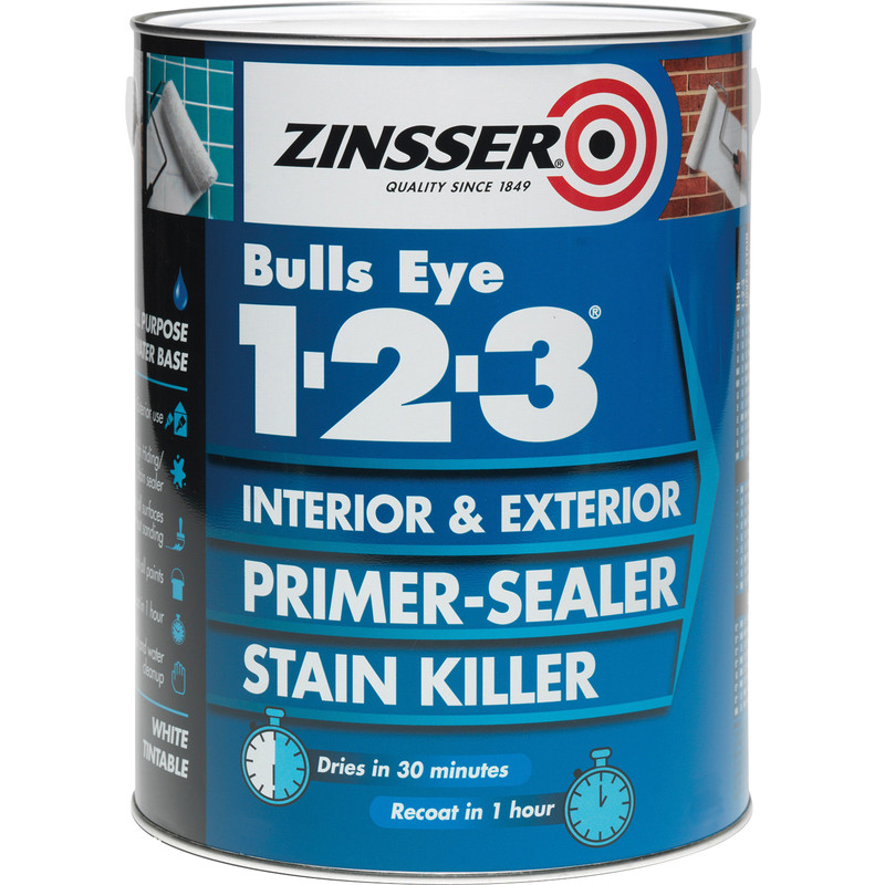 Zinsser Bulls Eye 123 Primer Sealer Paint White 1L