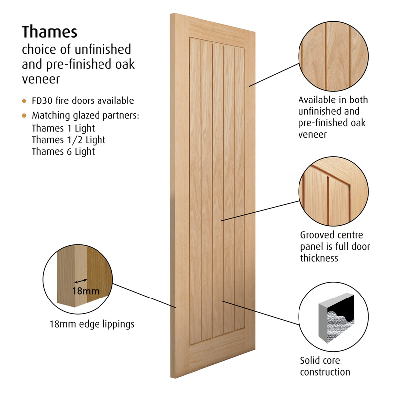 Thames Original Oak Internal Door Pre-Finished