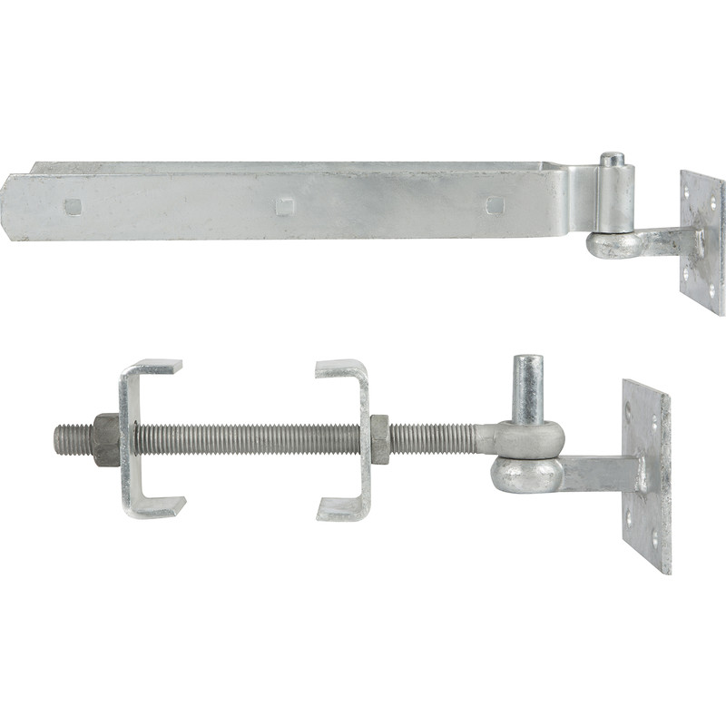 GateMate Field Gate Adjustable Double Strap Hinge Set with Hooks on Plate