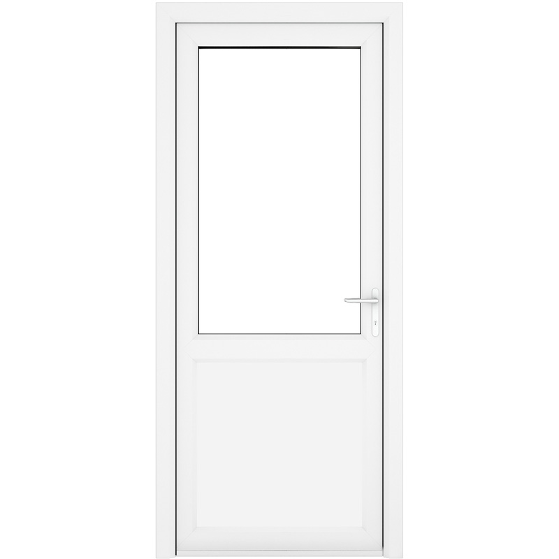 Crystal uPVC Clear Glazing Single Door Half Glass Half Panel LH Open In