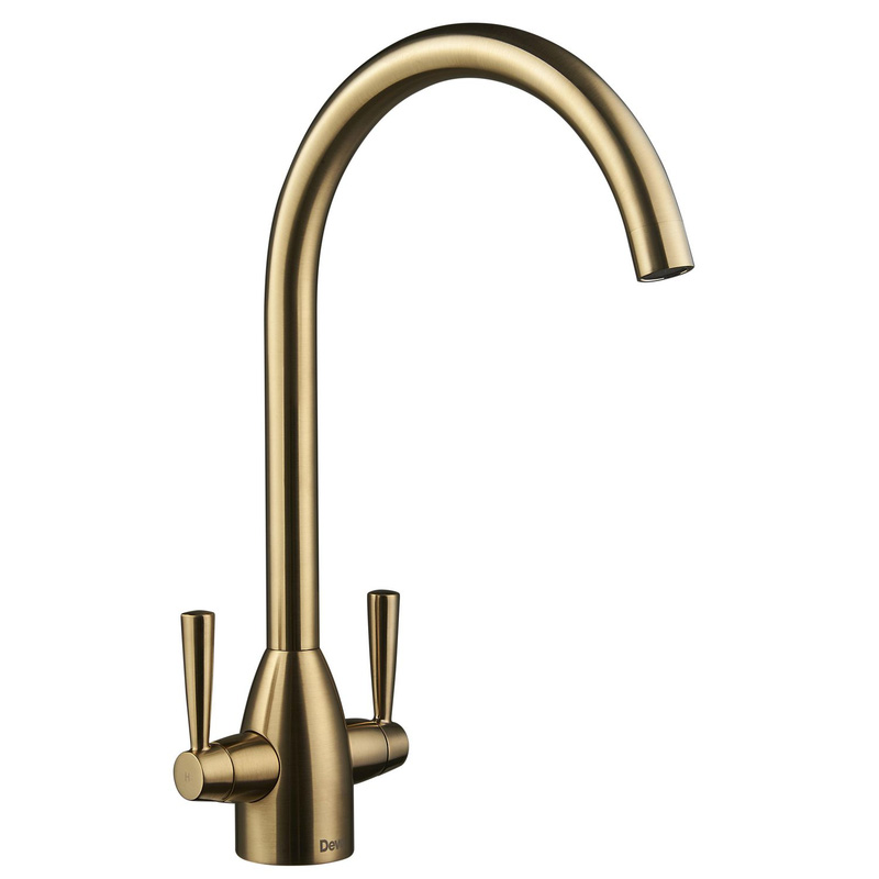 Deva Snowdon Mono Mixer Kitchen Tap Brushed Brass In Gold