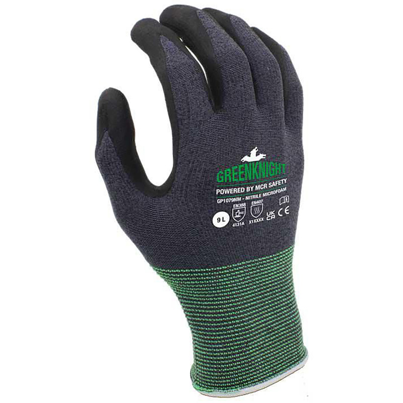 Mcr Safety Mcr Greenknight Gp1079nm Biodegradable Nitrile General Handling Gloves Medium (Pair) In Black Plastic