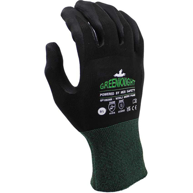 Mcr Safety Mcr Greenknight Gp1082nm General Handling Gloves Large (Pair) In Black