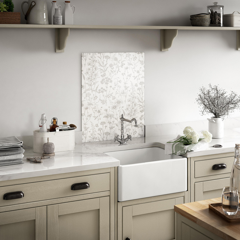 Laura Ashley Lisette Glass Splashback 600 X 750Mm (1) In White