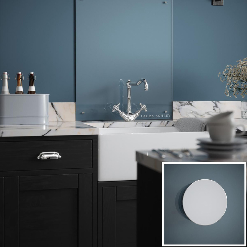 Laura Ashley Clear Glass Splashback With Chrome Caps 600 X 750Mm (1)