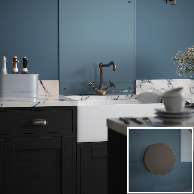 Laura Ashley Clear Glass Splashback With Caps 600 X 750Mm (1) Bronze